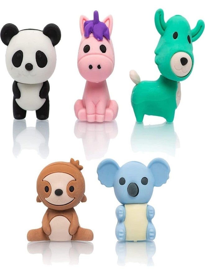Mallexo Cartoon Jungle Animal Eraser for Kids Different Shapes Soft and Smooth Professional Erasers Animals Theme Pencil Rubber Toy for School Students Non Toxic Stationary Erasars Pack of 17PC's - Image 2